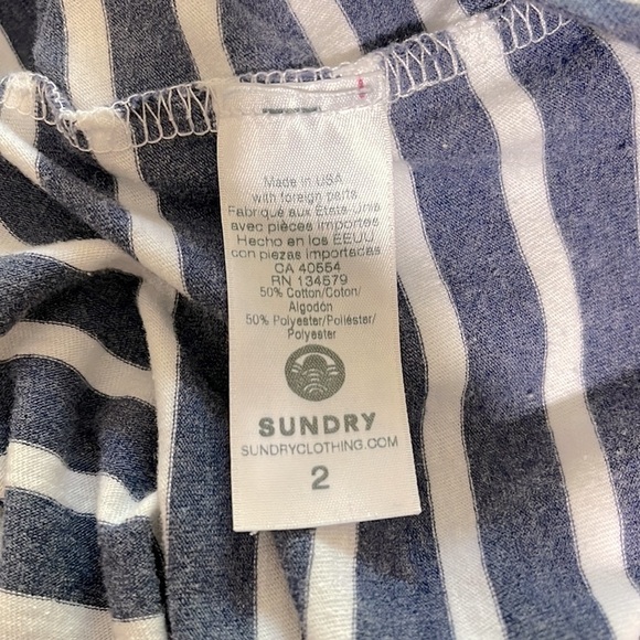 Sundry Striped Bell Sleeve Ruffle Shoulder Top in Navy & White Sz M - Picture 8 of 9